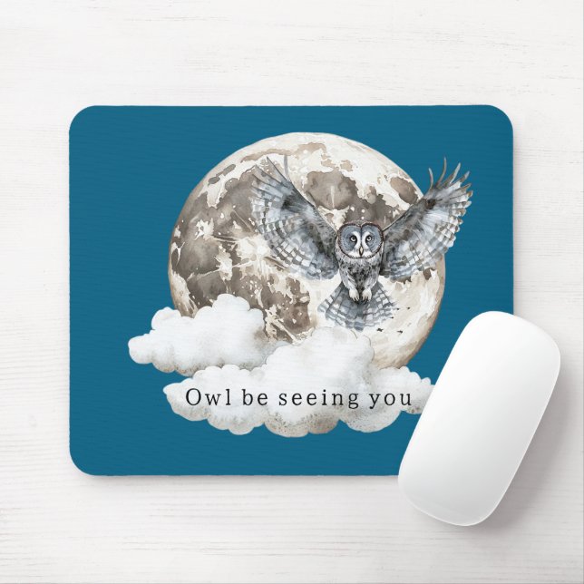 Mousepad Coruja da Lua Azul Vai Ver Você (Com mouse)