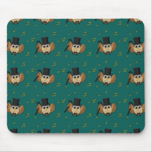 Mousepad Coruja Dançarina Bonita com Cartoon de Notas de Mú
