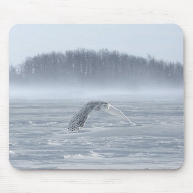 Mousepad Coruja-das-neves Voando No Inverno (Frente)