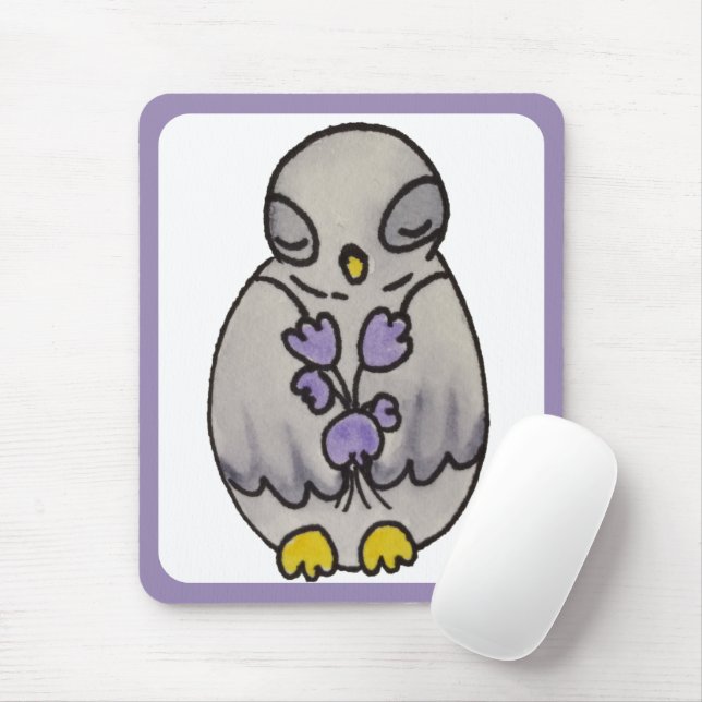 Mousepad Coruja de Desenho de Pássaros (Com mouse)