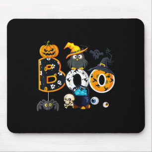 Mousepad Coruja de Halloween com aranhas de bruxa