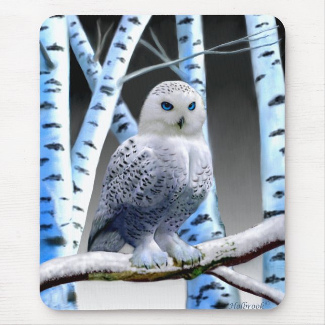 MOUSEPAD CORUJA DE OLHOS AZUIS DA NEVE (Frente)