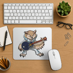 Mousepad Coruja de Violão Rock and Roll em Cartoon de Jumpt