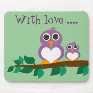 Mousepad Coruja e bebê lindos na árvore