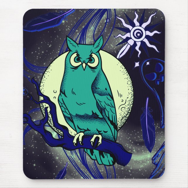 Mousepad Coruja e fantasma (Frente)