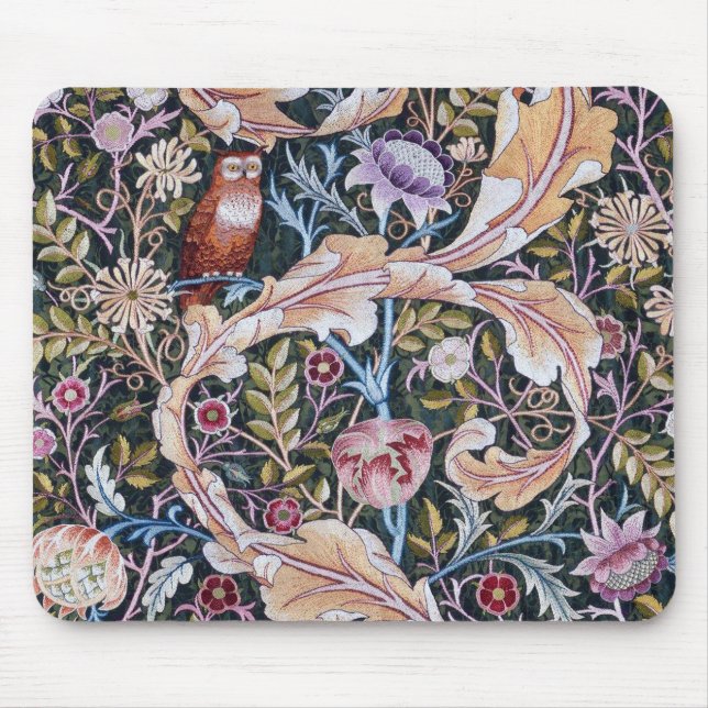 Mousepad Coruja e Flores, William Morris (Frente)