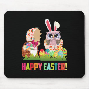 Mousepad Coruja felz pascoa Vestindo coelheira coruja