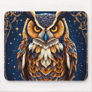 Mousepad Coruja geométrica com cores vibrantes