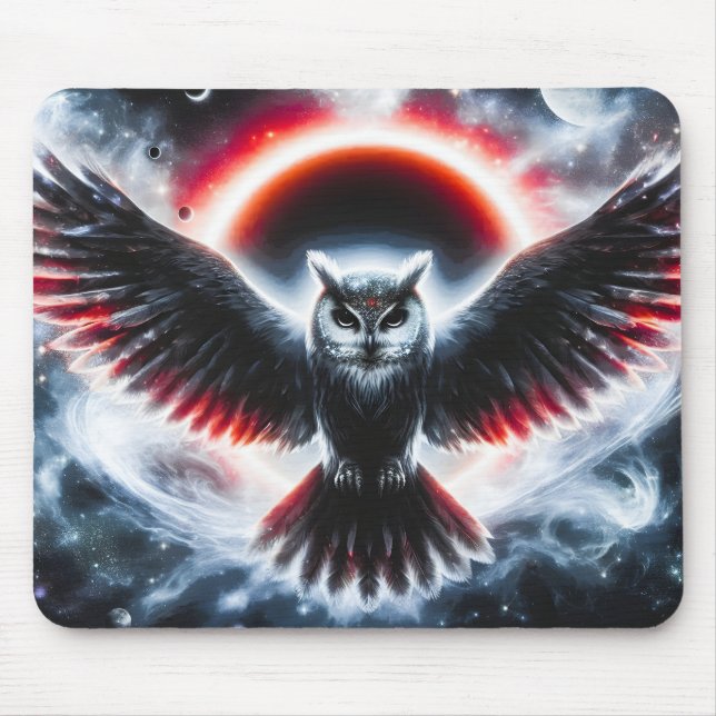 Mousepad Coruja Mística Cósmica Celestial (Frente)