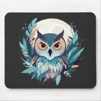 Mousepad Coruja Natureza Animal Fora de Aquarela