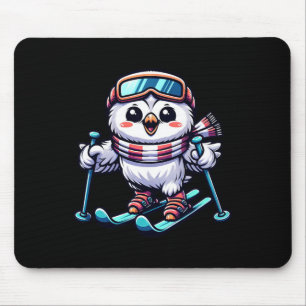 Mousepad Coruja nevada esquiando Coruja esquiadora fofa