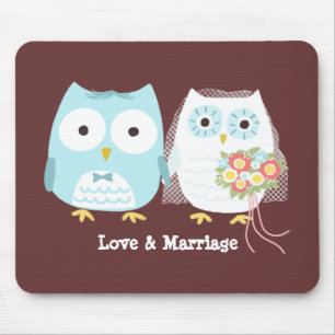 Mousepad Coruja noiva de casamento e recém-casados bonitos