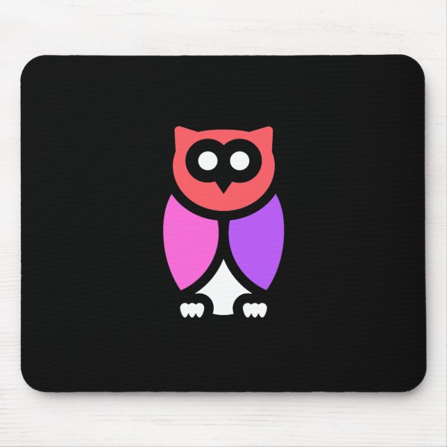 Mousepad Coruja Noturna, Linda Rosa e Vermelha, Pop Abstrat (Frente)