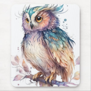 Mousepad Coruja Pássaro Retrato Animal Pintando Vida Selvag