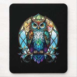 Mousepad Coruja Pássaro Retrato Animal Vidro Escondido
