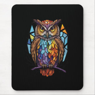 Mousepad Coruja Pássaro Retrato Animal Vidro Escondido