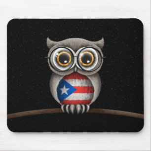 Mousepad Coruja porto-riquenha bonito da bandeira que veste