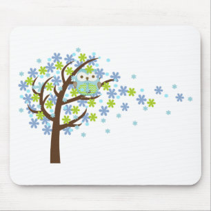 Mousepad Coruja ventosa azul da árvore