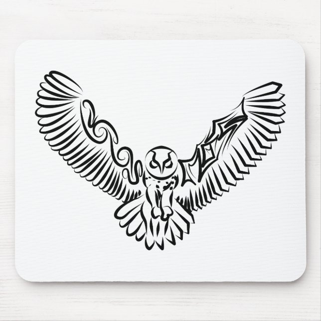 Mousepad Coruja voadora branca e negra (Frente)