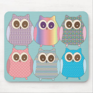 Mousepad Corujas bonitos cores Assorted