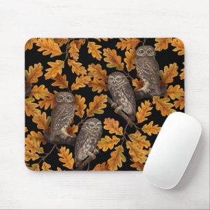Mousepad Corujas de outono em preto