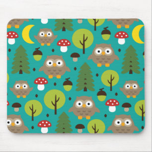Mousepad Corujas Na Placa Do Rato Florestal