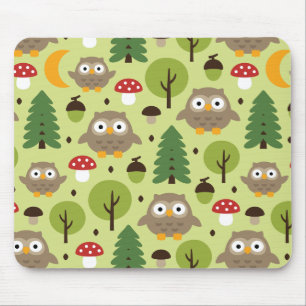 Mousepad Corujas Na Placa Do Rato Florestal