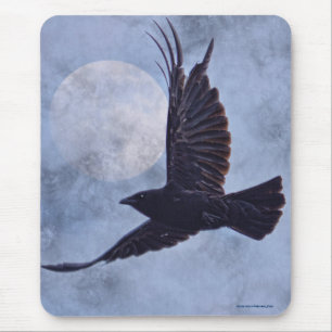Mousepad Corvo do Grunge & Lt Azul Arte Projeto da lua