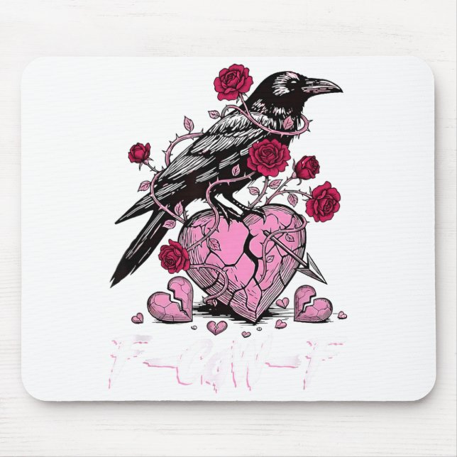 Mousepad Corvo Engraçado F-caw-f Dia dos Namorados Pássaro  (Frente)
