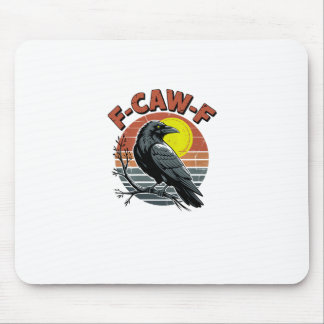 Mousepad Corvo Engraçado F-Caw-F Retro Pôr do Sol Design Tr
