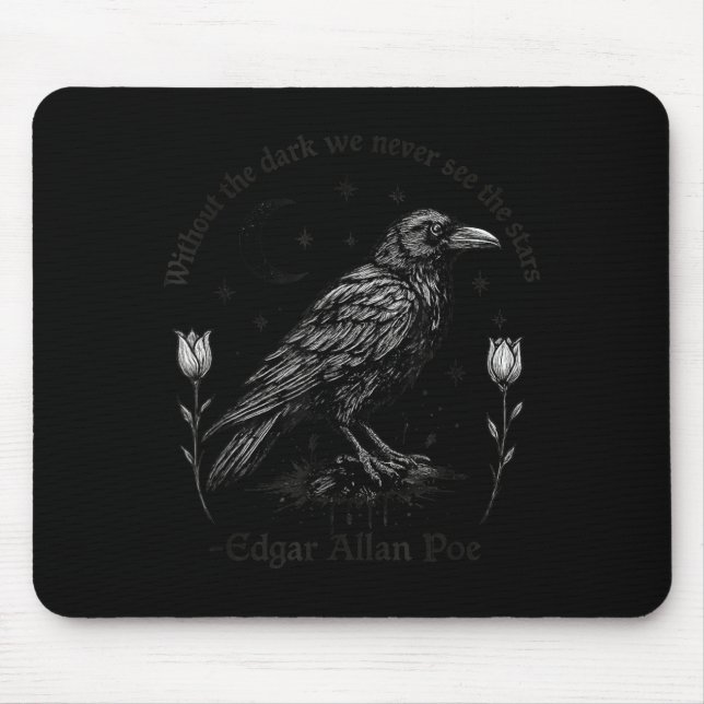 Mousepad Corvo Gótico Divertido Citação de Edgar Allan Poe  (Frente)