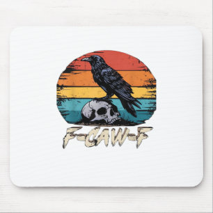 Mousepad Corvo, Retro F-Caw-F Pássaro Corvo Engraçado Pássa
