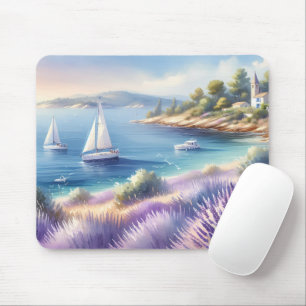 Mousepad Costa Lavanda do Mediterrâneo com embarcações de n