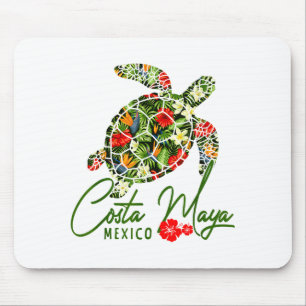 Mousepad Costa Maya México Tartaruga Marinha Hibisco Tropic
