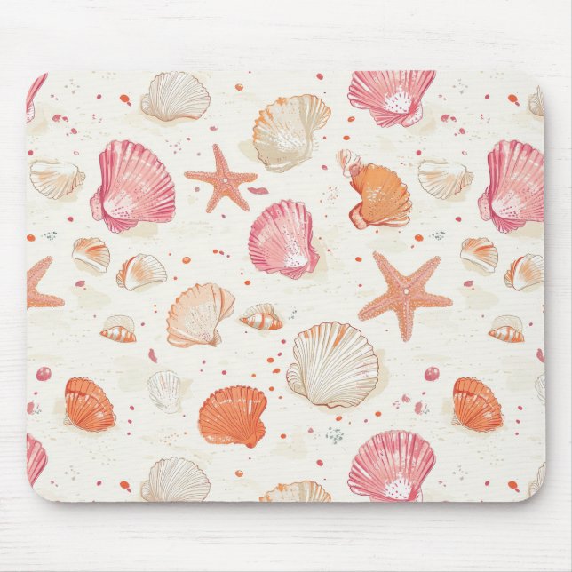 Mousepad Costeira russa - Conchas, Starfish, Recife (28) (Frente)