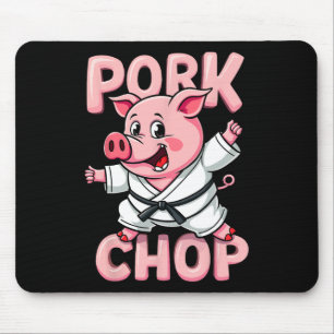 Mousepad Costeleta de Porco Karate Engraçado Porco Kung Fu