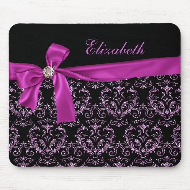 Mousepad Costume roxo preto elegante do arco do diamante do (Frente)
