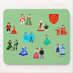 Mousepad Costumes tradicionais de Midi-Pyrénées, França