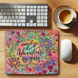 Mousepad Cotação Bonito Floral ‘Adventure Begin’