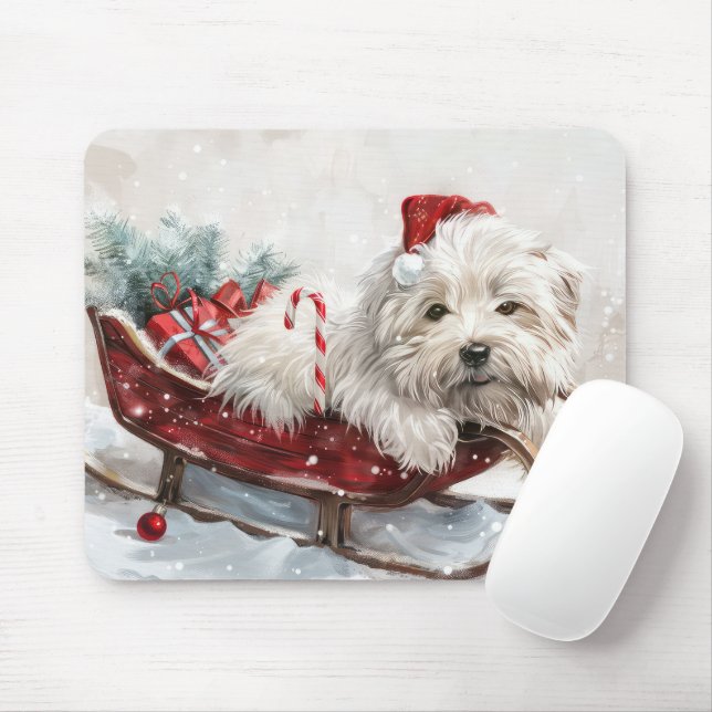 Mousepad Coton De Tulear Cachorro Natal Festivo (Com mouse)