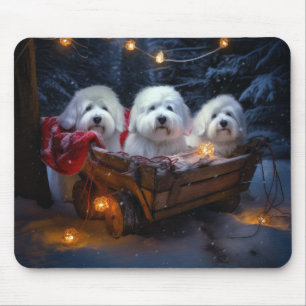 Mousepad Coton De Tulear Snowy Sleigh Decência De Natal