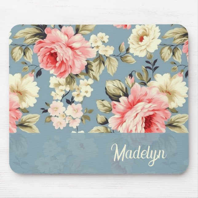 Mousepad Cottage Garden Flowers Chic Shabby Script (Frente)