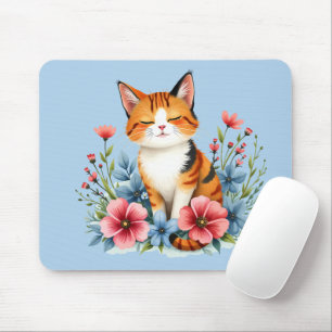 Mousepad Cottagecore Floral Cat Serene Felina Botânica