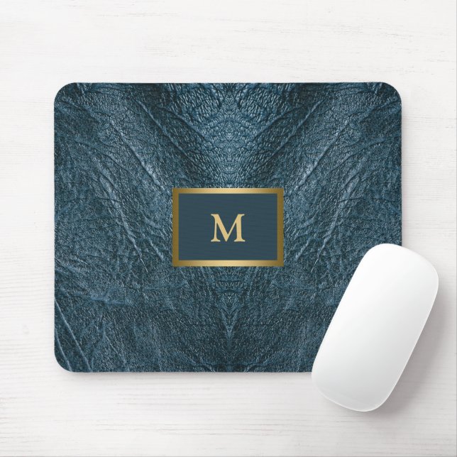 Mousepad Couro Azul Emboscada (Com mouse)