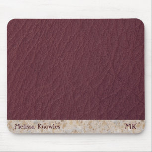 Mousepad Couro Burgundy Moderno Masculino com Monograma Per
