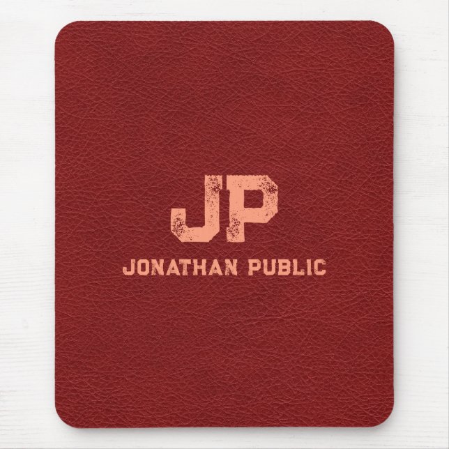 Mousepad Couro Castanho Parece Um Monograma Incomodado Vert (Frente)