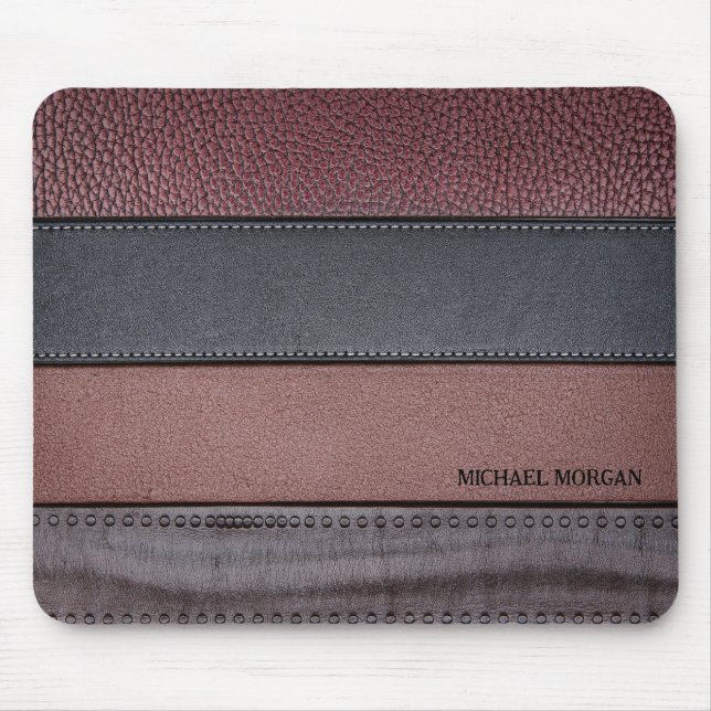 Mousepad Couro de luxo elegante parece castanho preto (Frente)