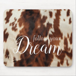 Mousepad Couro de Vaca Creme Marrom
