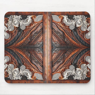 Mousepad Couro Multicolorido & Renda Elegante Rústico