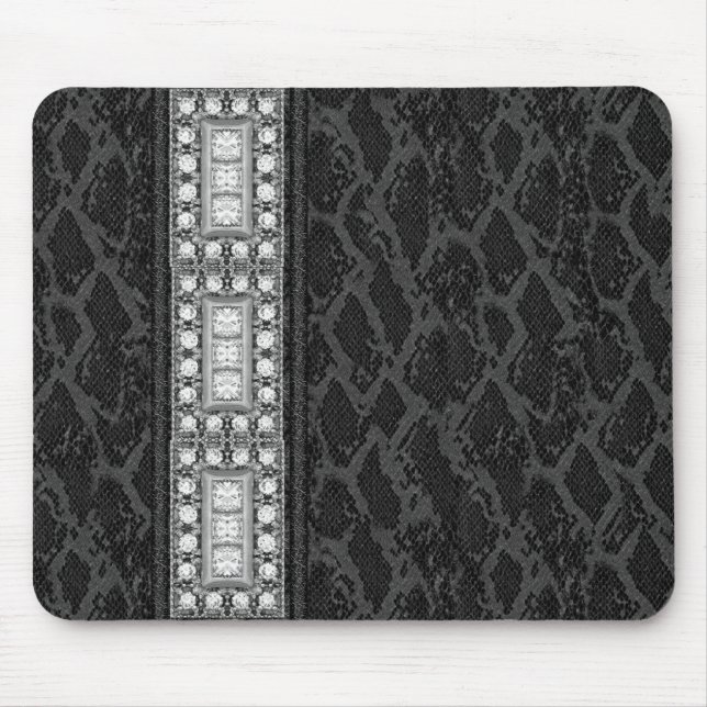 Mousepad Couro Preto com Diamantes (047-051) (Frente)
